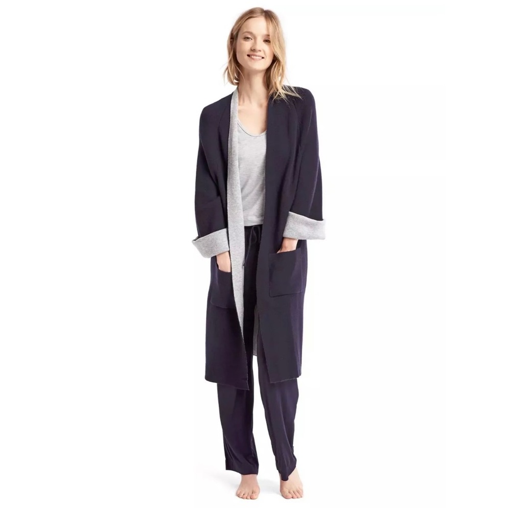 Gap Body Merino Wool Pure Long Open Sweater in Dark Indigo
